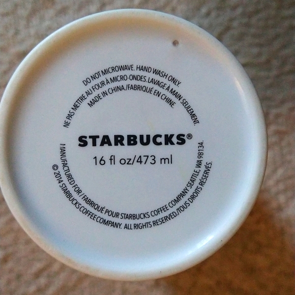 STARBUCKS GREEN MERMAID LOGO WHITE CERAMIC TRAVEL MUG TUMBLER WITH LID - Picture 5 of 5